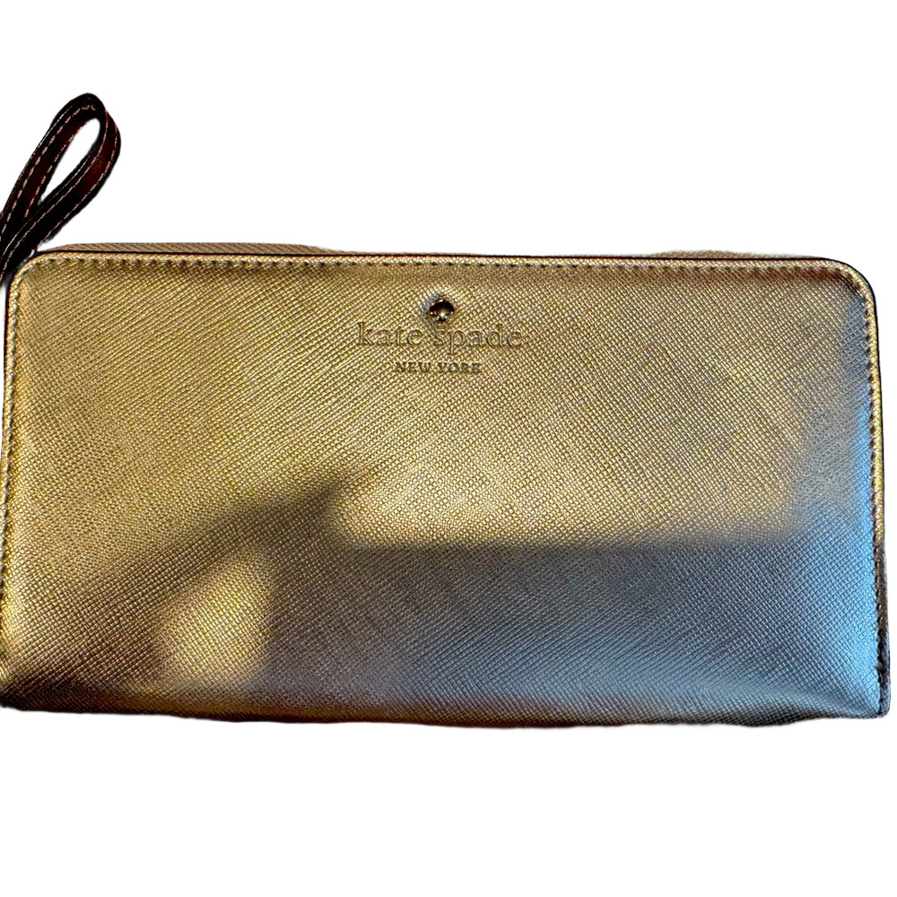 Kate Spade STORYBOOK Gold Leather Wallet/ Wristlet NWOT - Picture 1 of 11